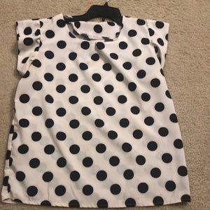 Black and white polka dot top